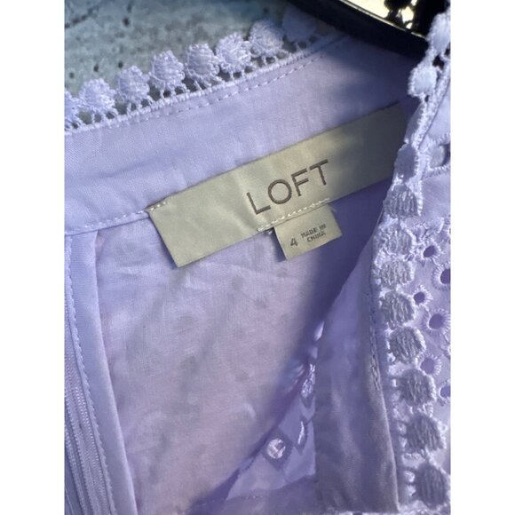 Loft Sleeveless Eyelet Shift Dress Size 4 - Picture 2 of 3